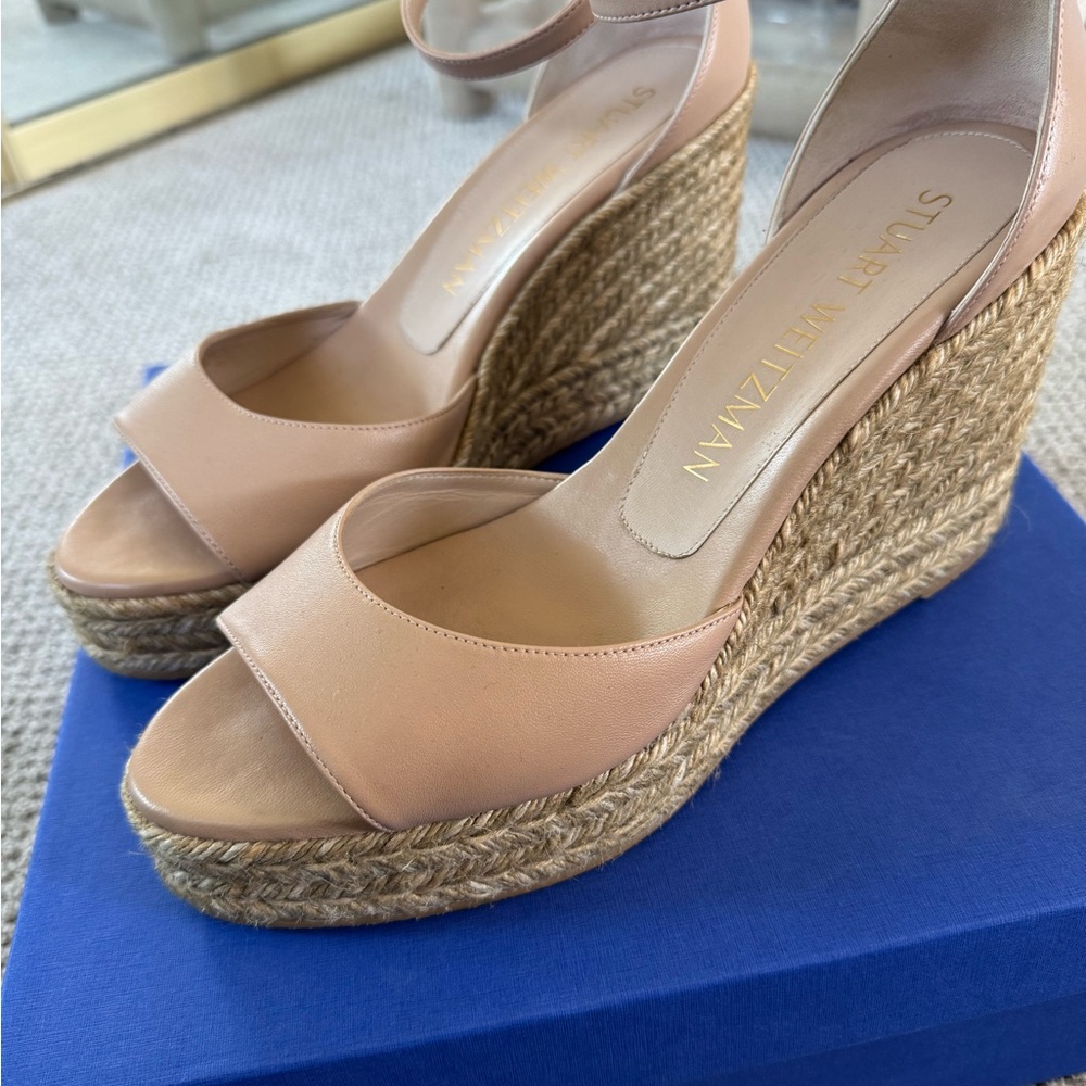 Stuart Weitzman Blush Espadrille Wedge Sandals